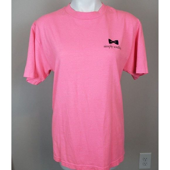Simply Southern Tie Hot Pink T-Shirt Tee M - Picture 2 of 4